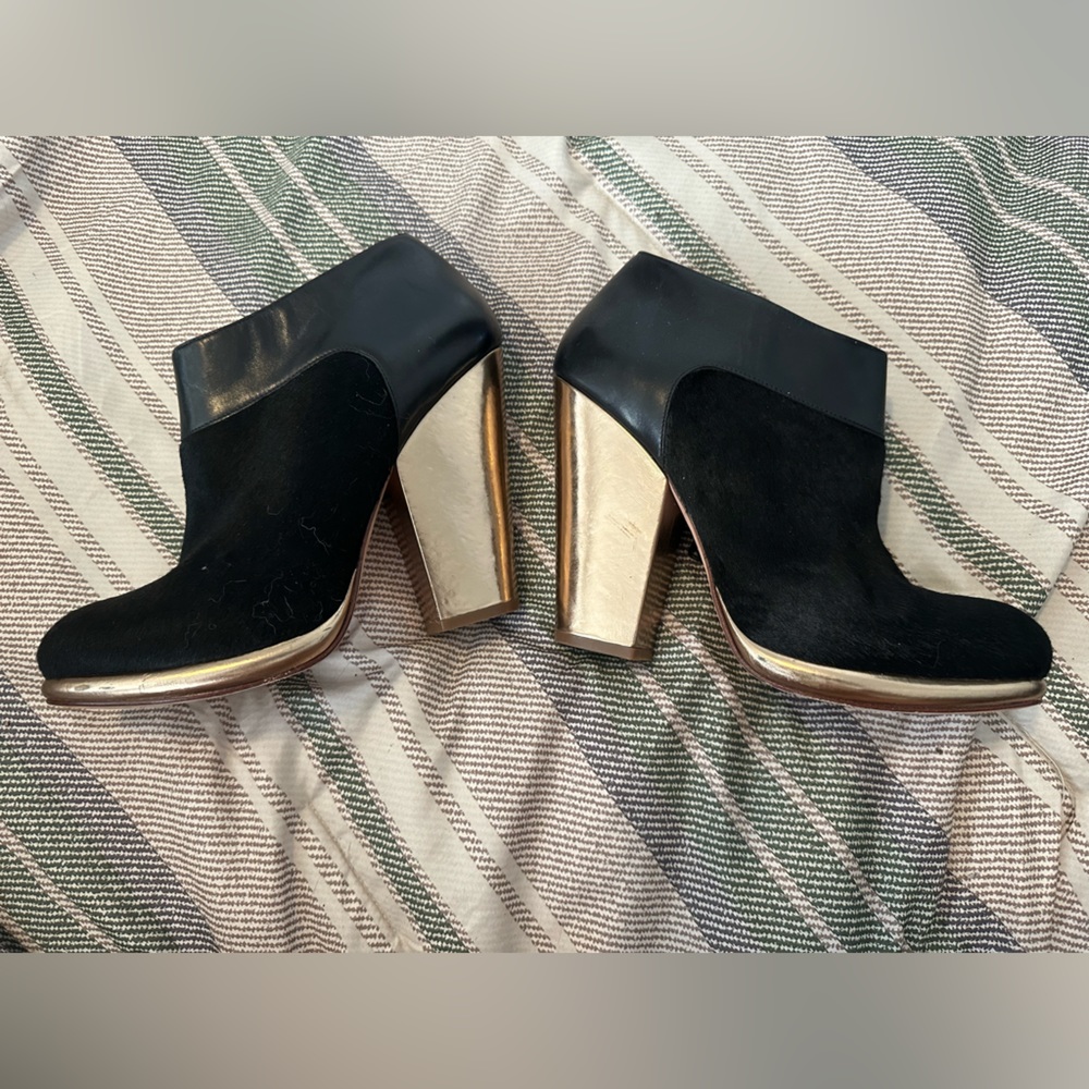 Cole Haan gold heeled bootie